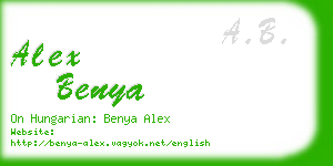 alex benya business card